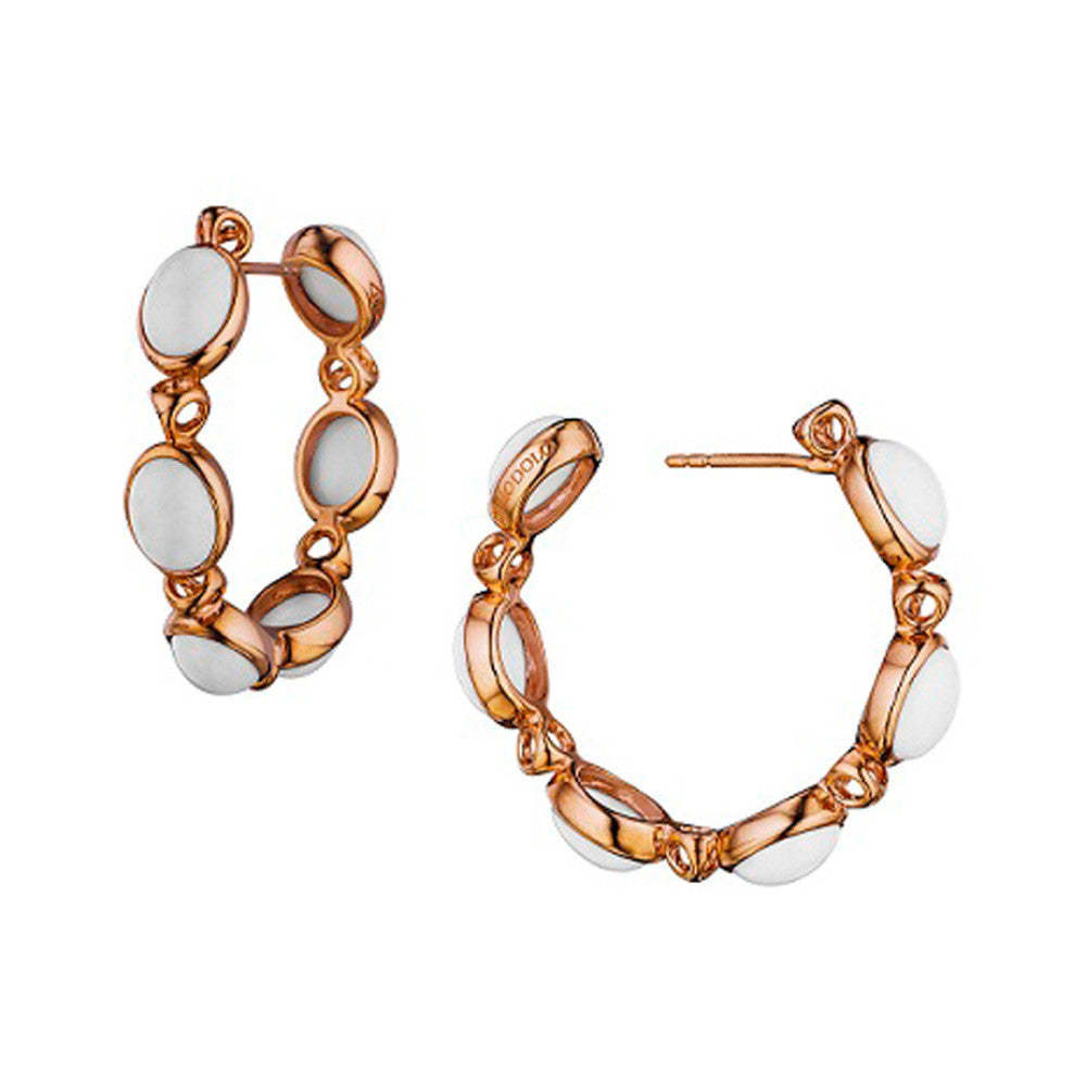 Di Modolo White Agate Hoop Earring 18K Rose Gold Rhodium Plated Silver MSRP 750
